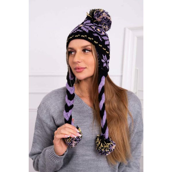 Kesi Cap with braids Fabia K272 black+purple