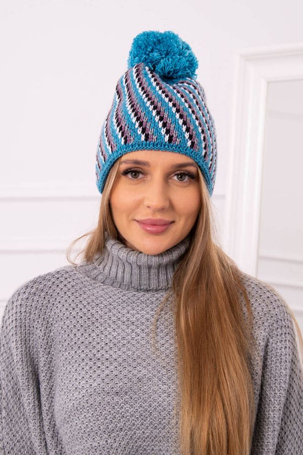 Kesi Cap with pompom Hanna K328 turquoise