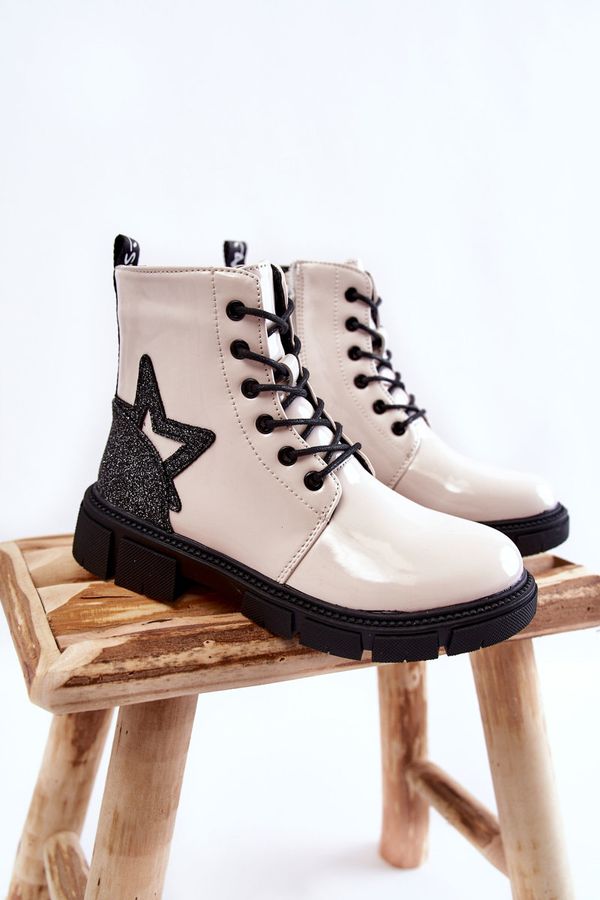 Kesi Children's boots lacquered with zipper white Yukko