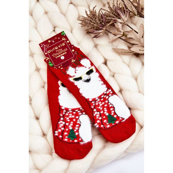 Kesi Children's Christmas Cotton Thermoactive Socks Alpaca Red