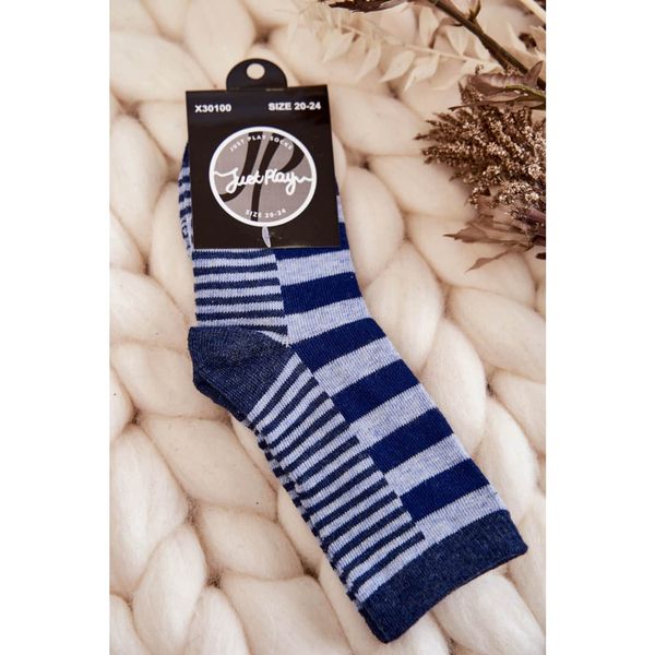 Kesi Children's classic socks with stripes and stripes navy blue