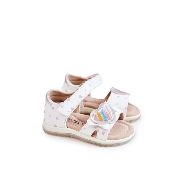 Kesi Children's Leather Sandals With A Heart White Elianna