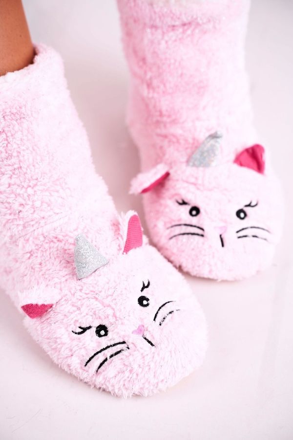 Kesi Children's padded sheepskin slippers Kitten Pink