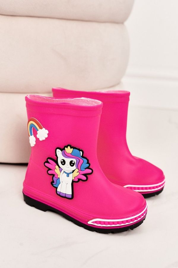 Kesi Children's rubber boots with fuchsia pony
