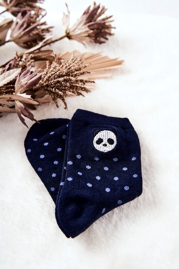 Kesi Children's socks V points Panda Navy blue