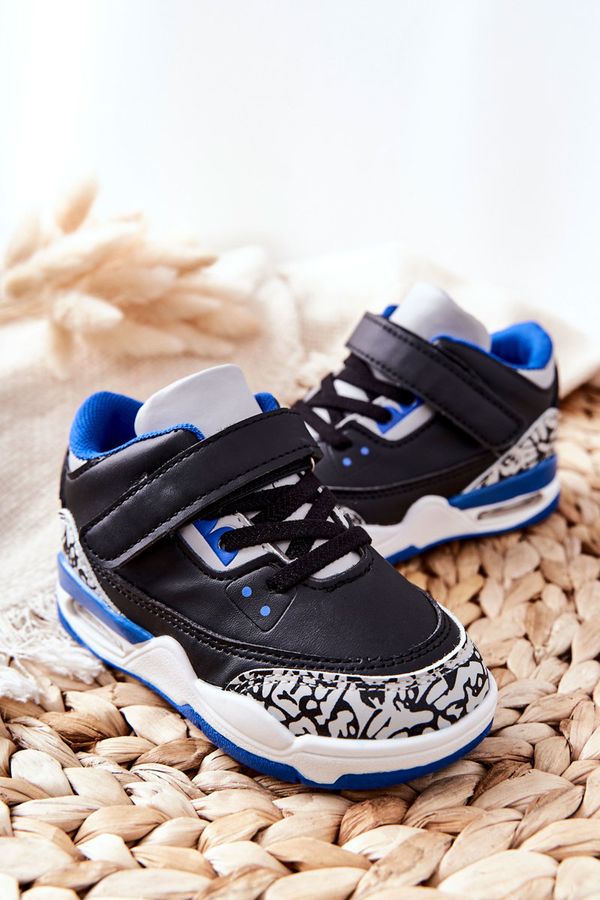 Kesi Children's sports shoes black and blue linen