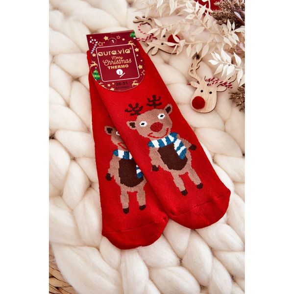 Kesi Children's Thermoactive Christmas Socks Reindeer Red