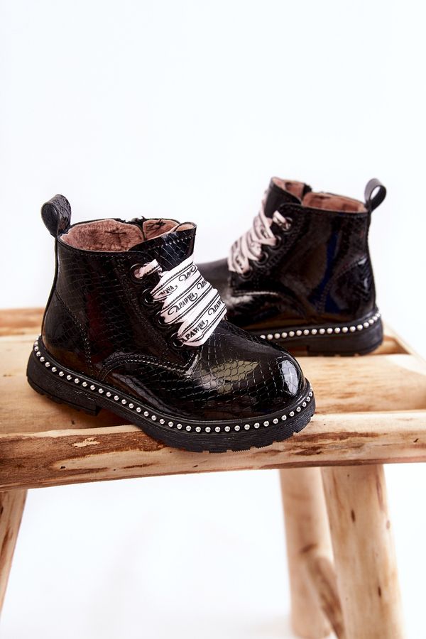 Kesi Children's warm leather boots black Dottie