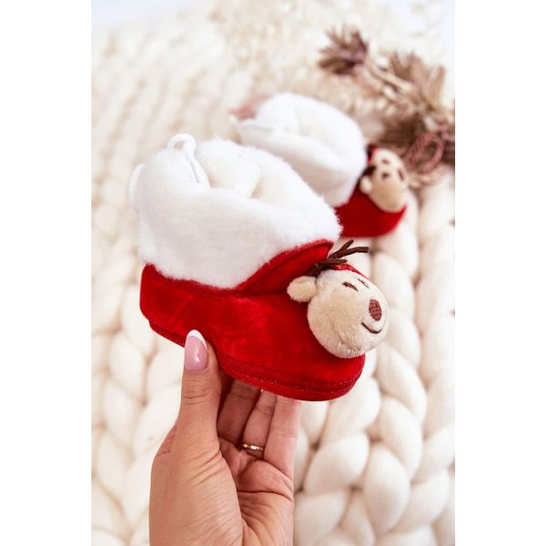 Kesi Children's Warm Reindeer Slippers With A Bow Red