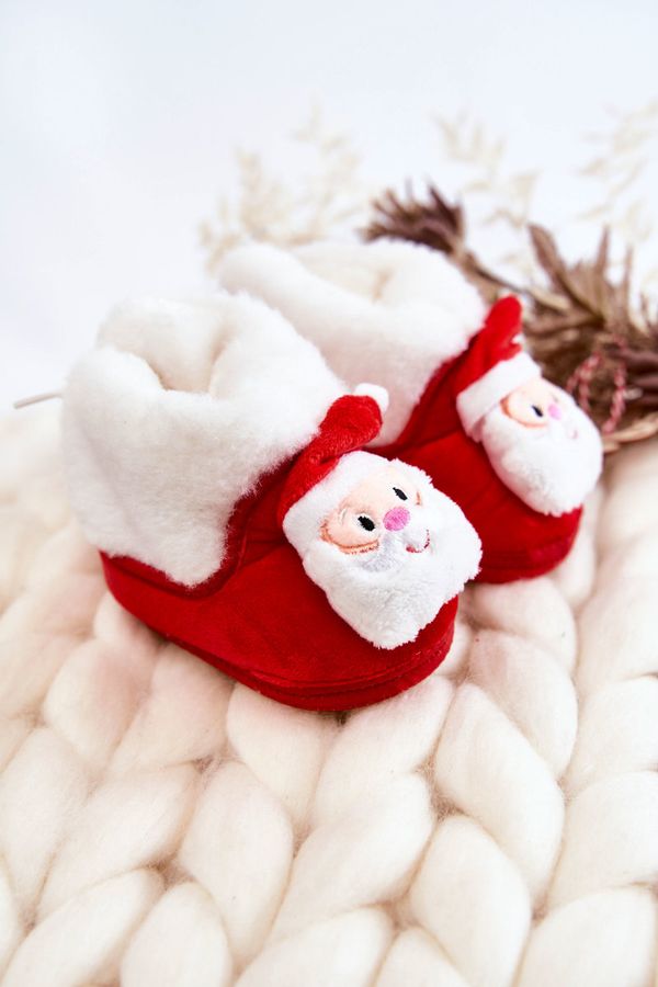 Kesi Children's warm slippers Santa Claus red