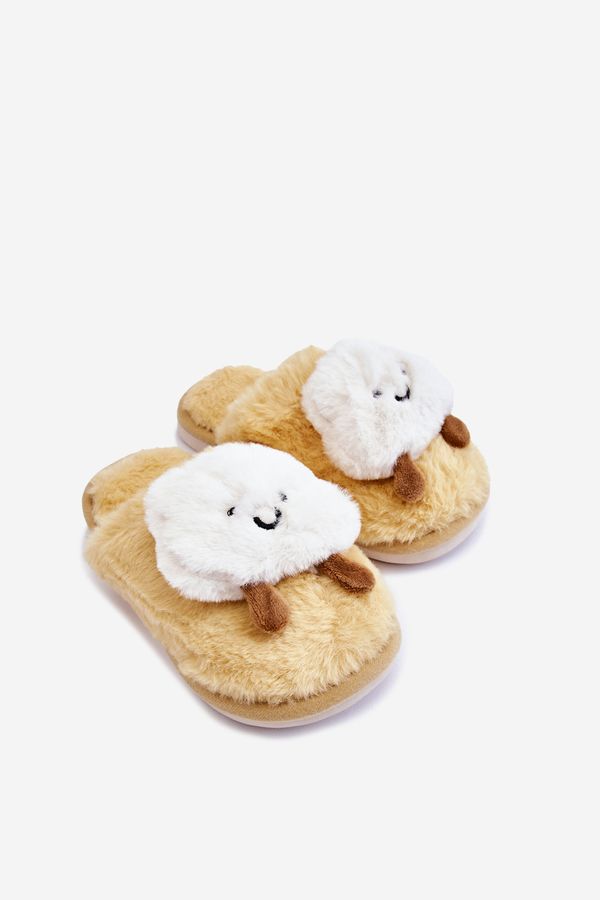 Kesi Children's warm slippers with fur Yellow Rubee