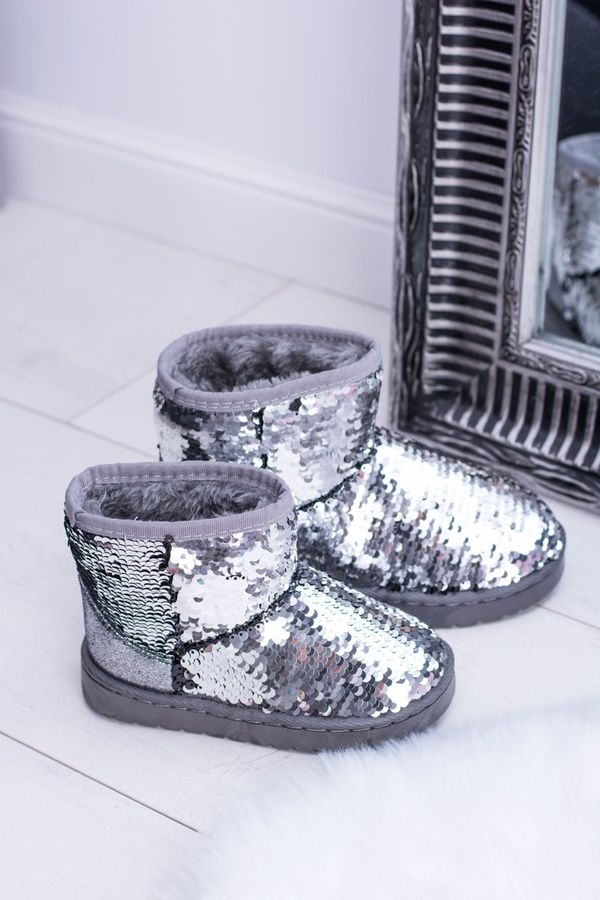Kesi Children's warm snow boots with sequins silver shard
