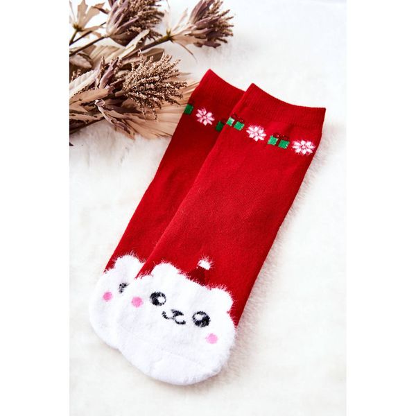 Kesi Christmas Cotton Socks Bear Red