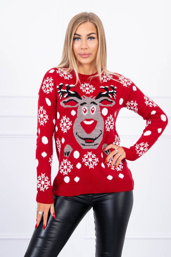 Kesi Christmas sweater with reindeer red