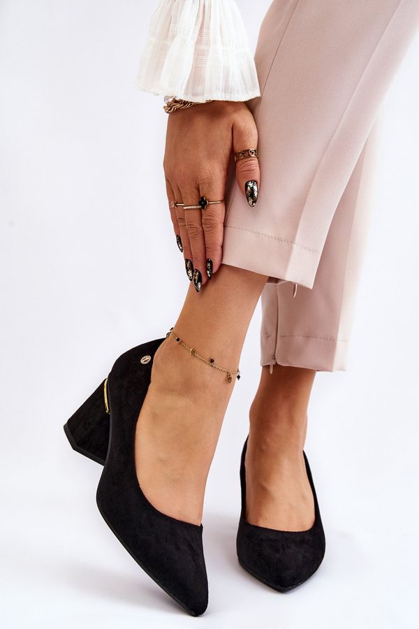 Kesi Classic suede high heel pumps with Derren Black decoration