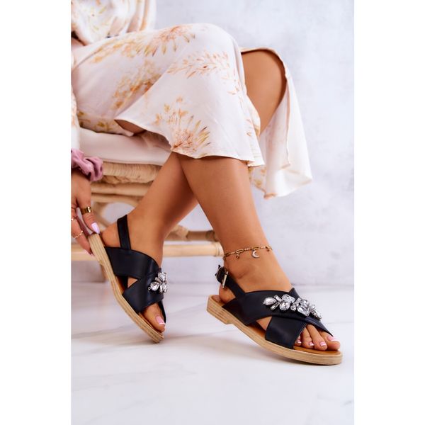 Kesi Comfortable Women's Sandals With Decoration Black Irvine