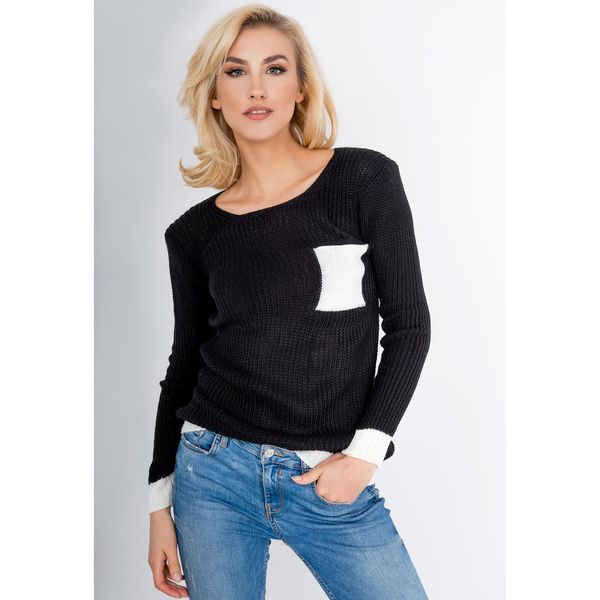 Kesi Comfortable women's sweater with pocket - black,