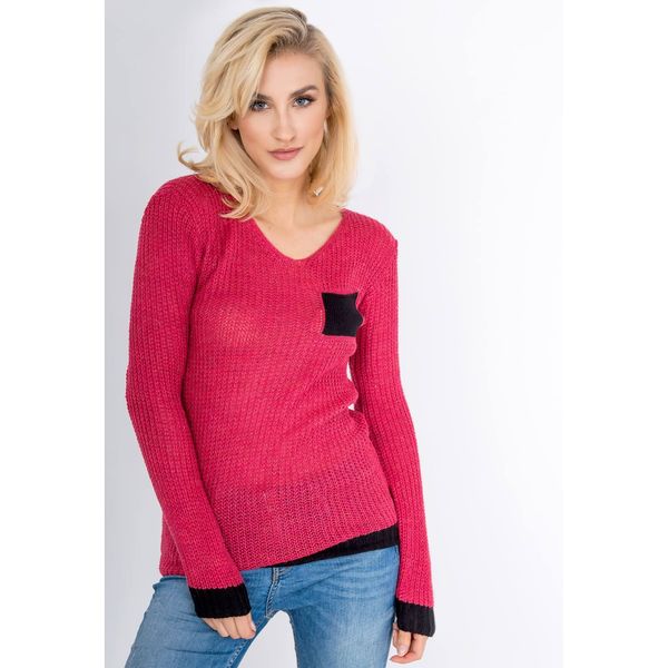Kesi Comfortable women's sweater with pocket - red,