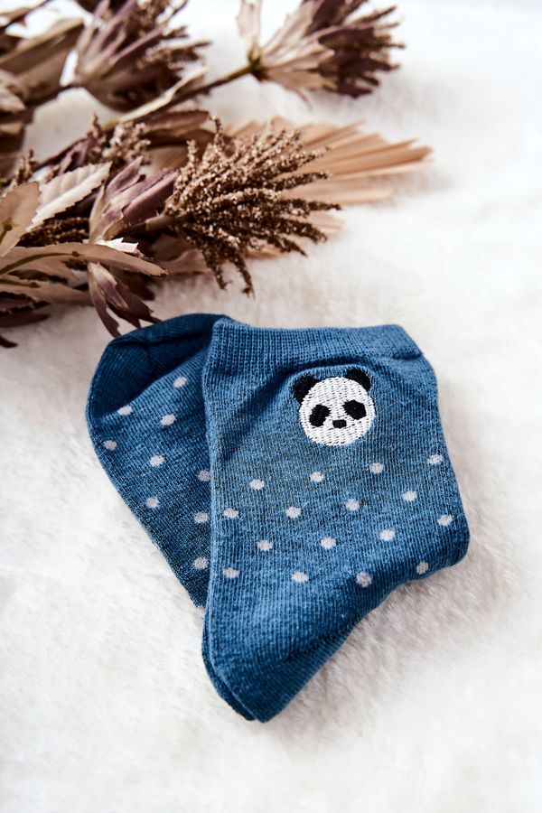 Kesi Dětské ponožky V bodech Panda Modré