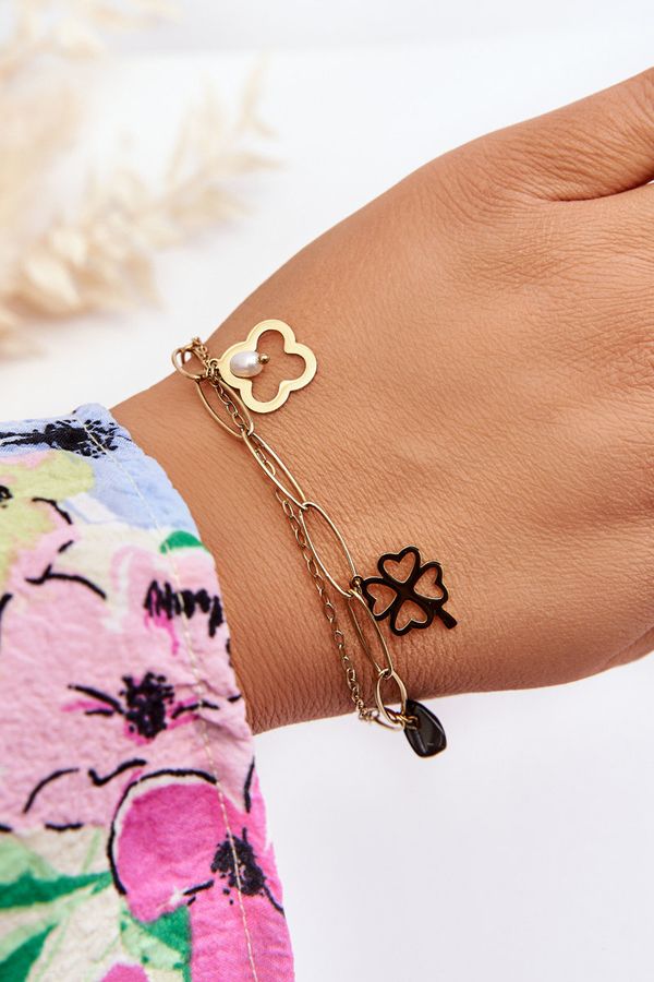 Kesi Double bracelet with pendants gold