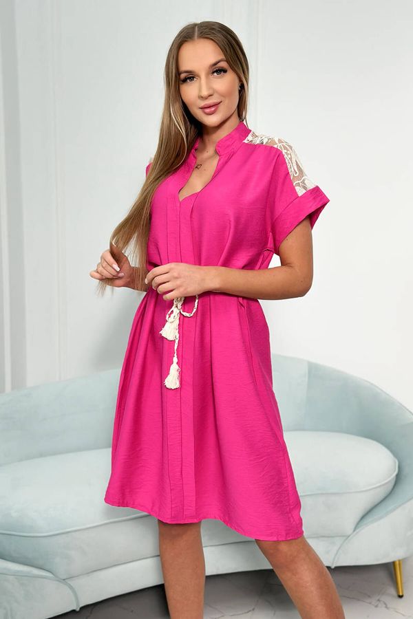 Kesi Dress tied with decorative fuchsia cord