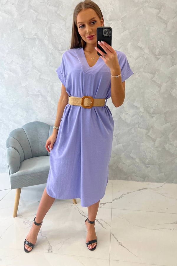 Kesi Dress with a decorative belt of purple color