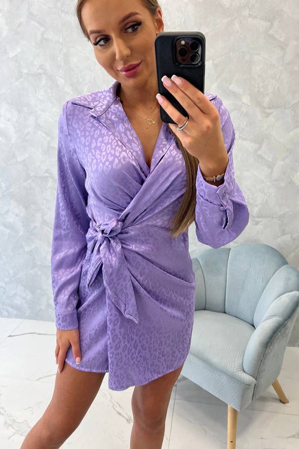 Kesi Dress with a tie at the waist purple