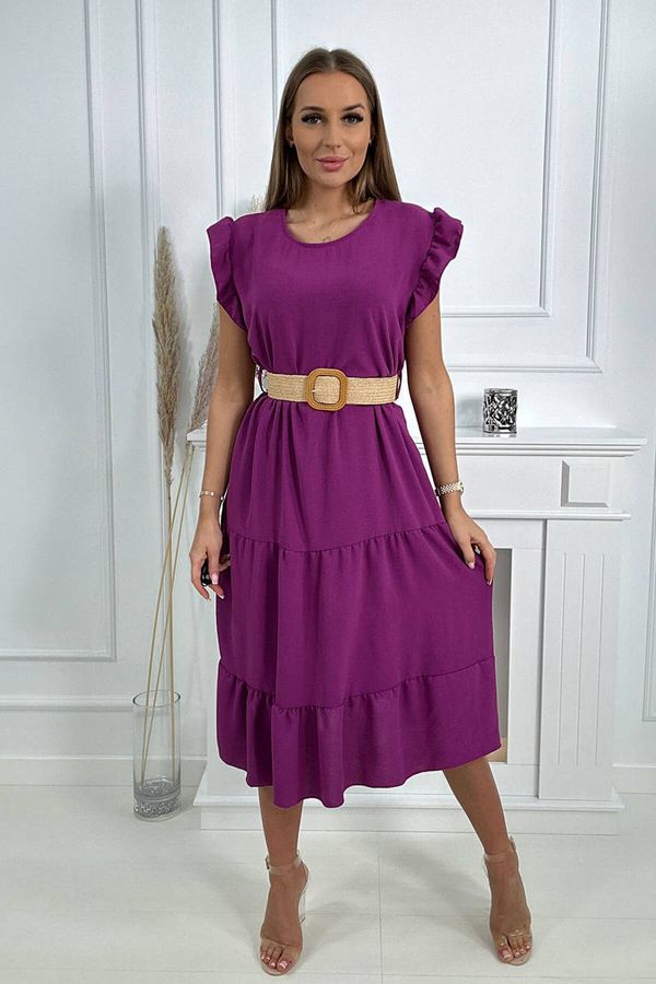 Kesi Dress with ruffles dark purple
