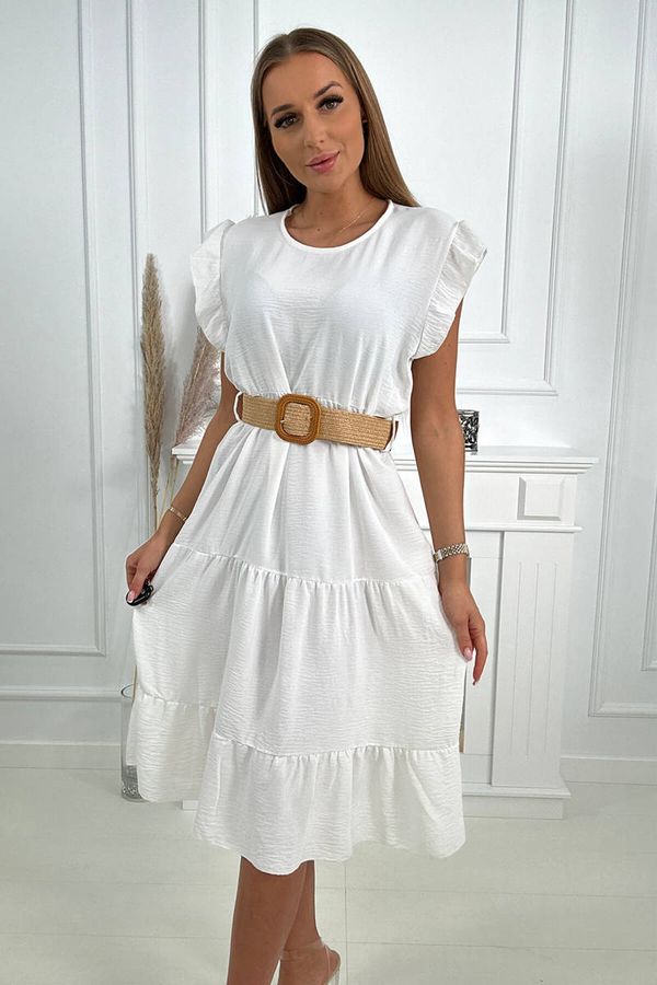 Kesi Dress with ruffles white