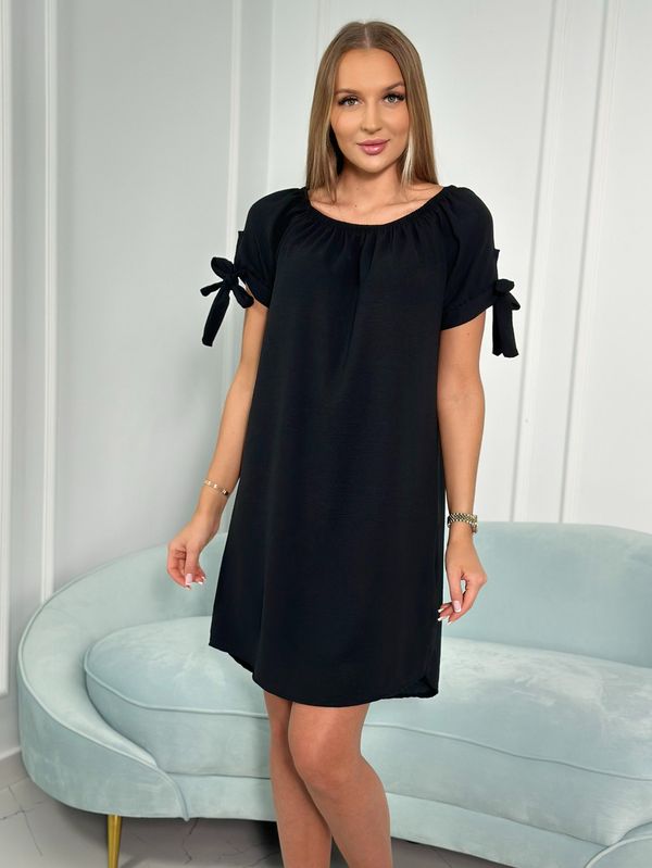 Kesi Dress with tie on the sleeves black