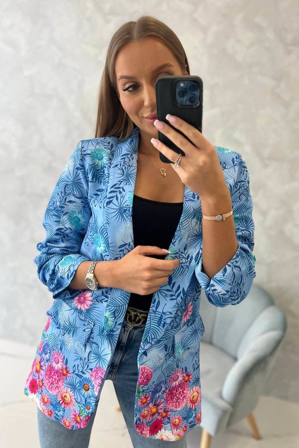 Kesi Elegant blazer with lapel in floral blue