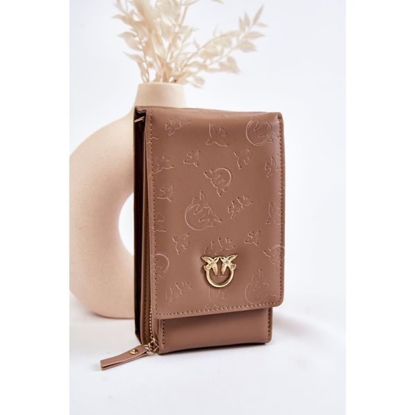 Kesi Fashionable Handbag Wallet 2in1 With Embossing Beige Savano