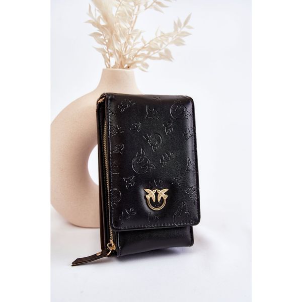 Kesi Fashionable Handbag Wallet 2in1 With Embossing Black Savano