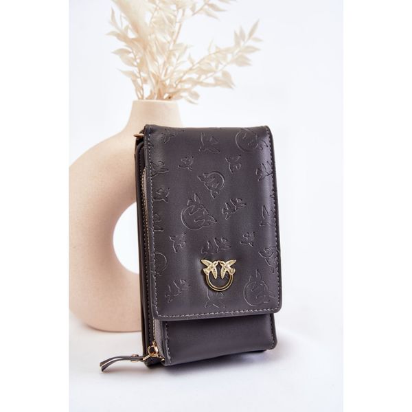 Kesi Fashionable Handbag Wallet 2in1 With Embossing Grey Savano