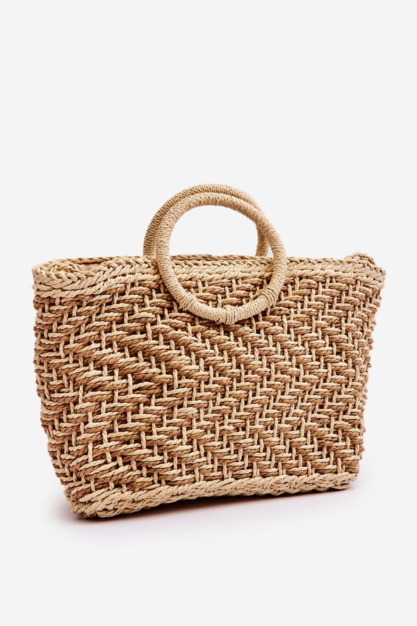 Kesi Fashionable large zippered handbag beige