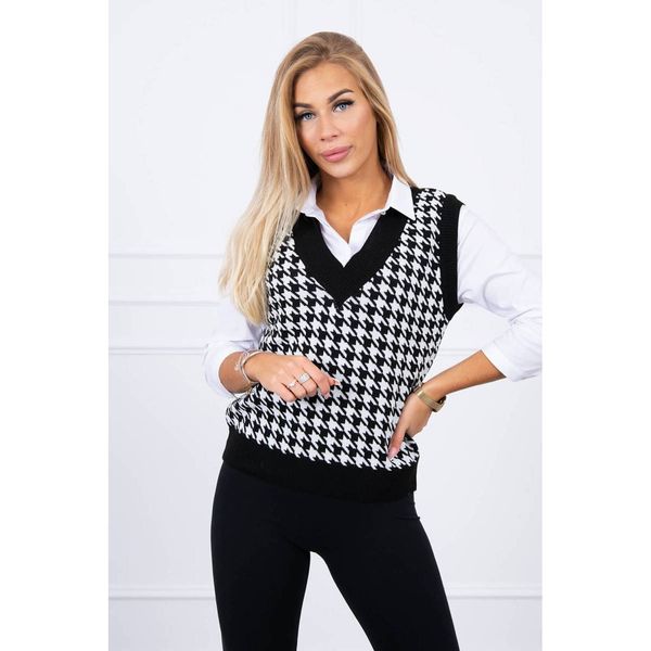 Kesi Houndstooth sweater without sleeves black