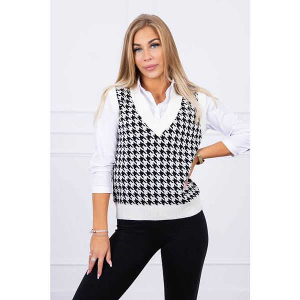 Kesi Houndstooth sweater without sleeves ecru