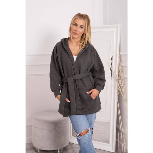 Kesi Insulated cape tied at the waist graphite