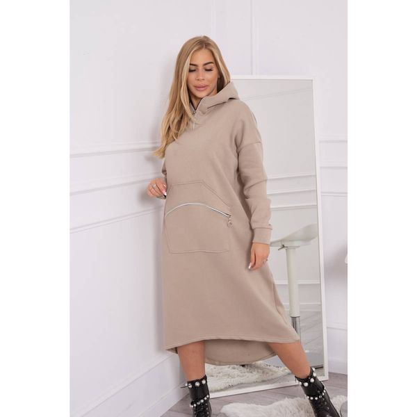 Kesi Insulated dress with a hood beige