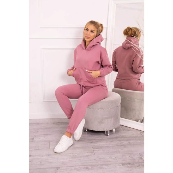 Kesi Insulated set with a sweatshirt tied at the bottom dark pink