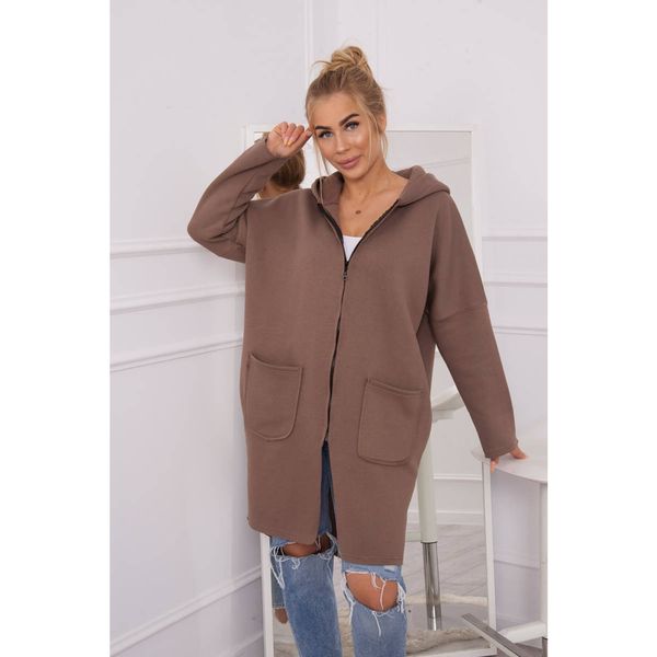 Kesi Insulated sweatshirt with a longer back mocca