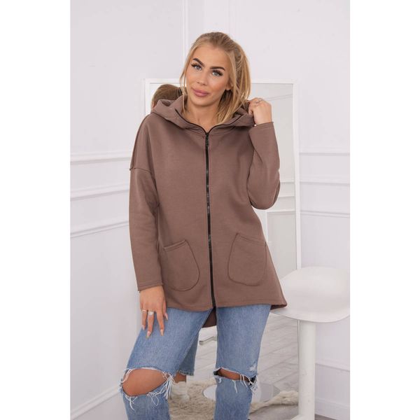 Kesi Insulated sweatshirt with longer back and pockets mocca