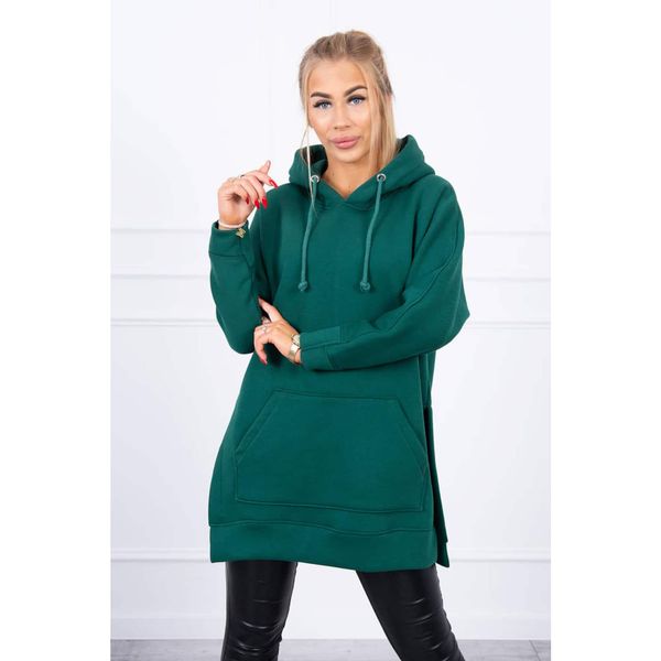 Kesi Insulated sweatshirt with slits on the sides dark green