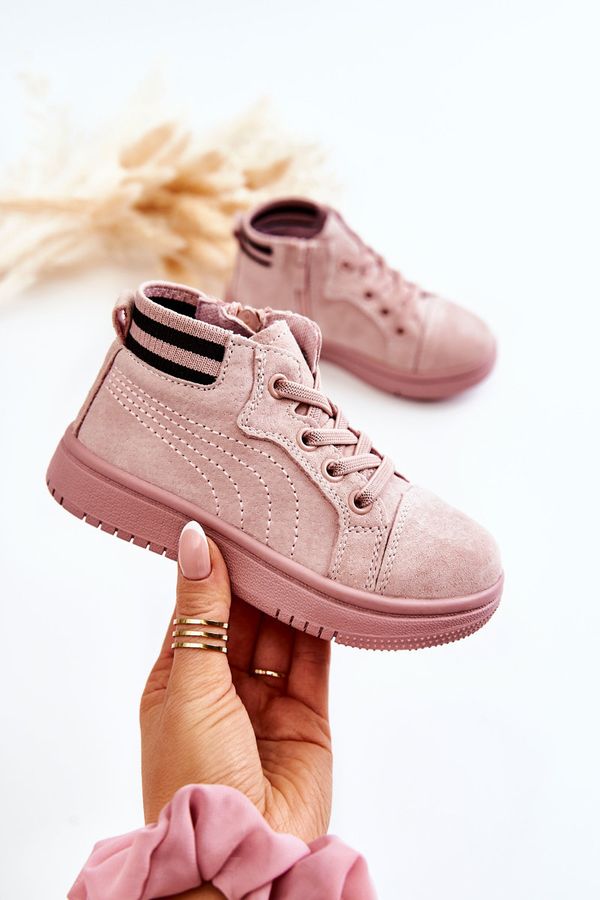 Kesi Kids High Sneakers with Zipper Pink Boone