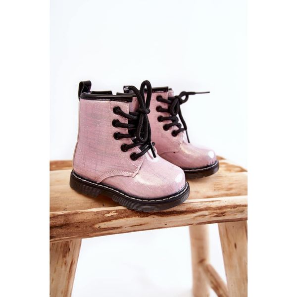 Kesi Kids Warmed Boots with Zipper Lacquered Pink Goopy