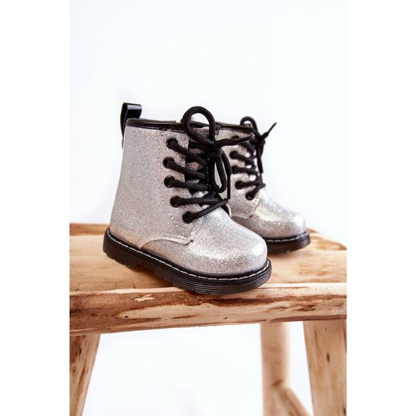 Kesi Kids Warmed Boots with Zipper Lacquered Silver Goopy