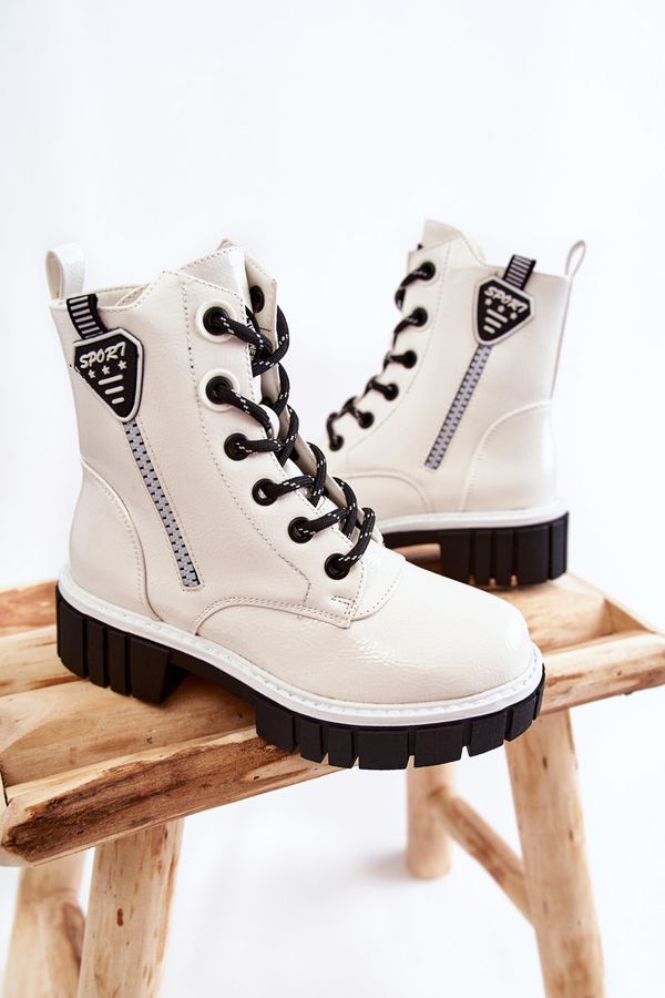 Kesi Lacquered warm boots with zipper white Marcella