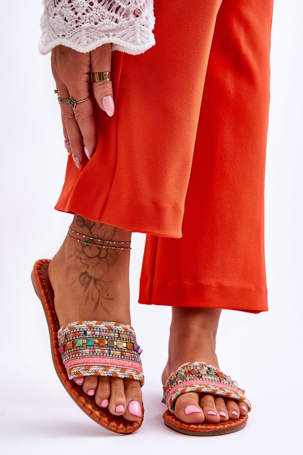 Kesi Lady's decorated slippers orange Bellisa