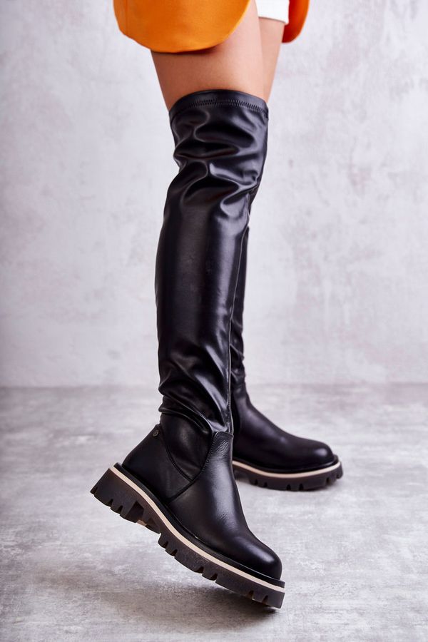 Kesi Leather Boots Over the knee GOE KK2N4024 Black