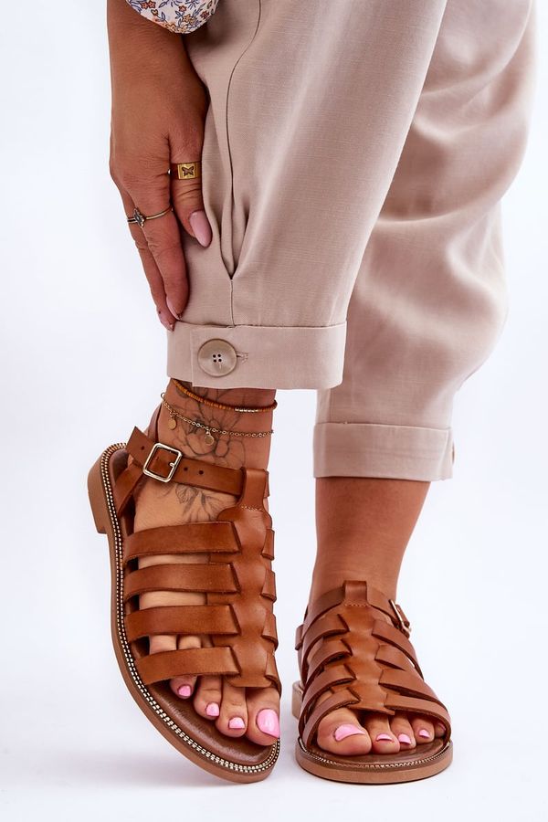 Kesi Leather Sandals With Straps Brown Lawren
